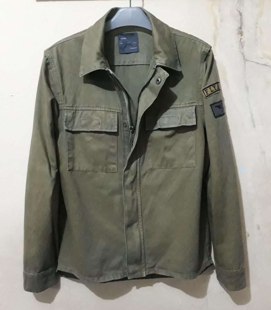 Jaket zara army hot sale