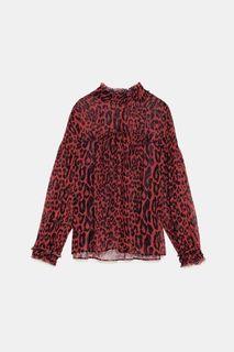 Zara women's red animal print blouse Size S (AU 8) GUD