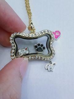 Customizable bone floating locket keychain or necklace