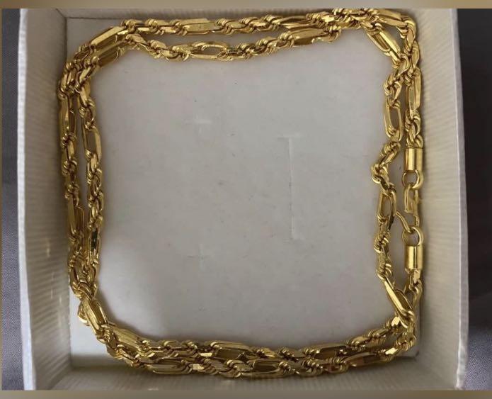 916 22K solid gold rope chain necklace 45.5gm Luxury