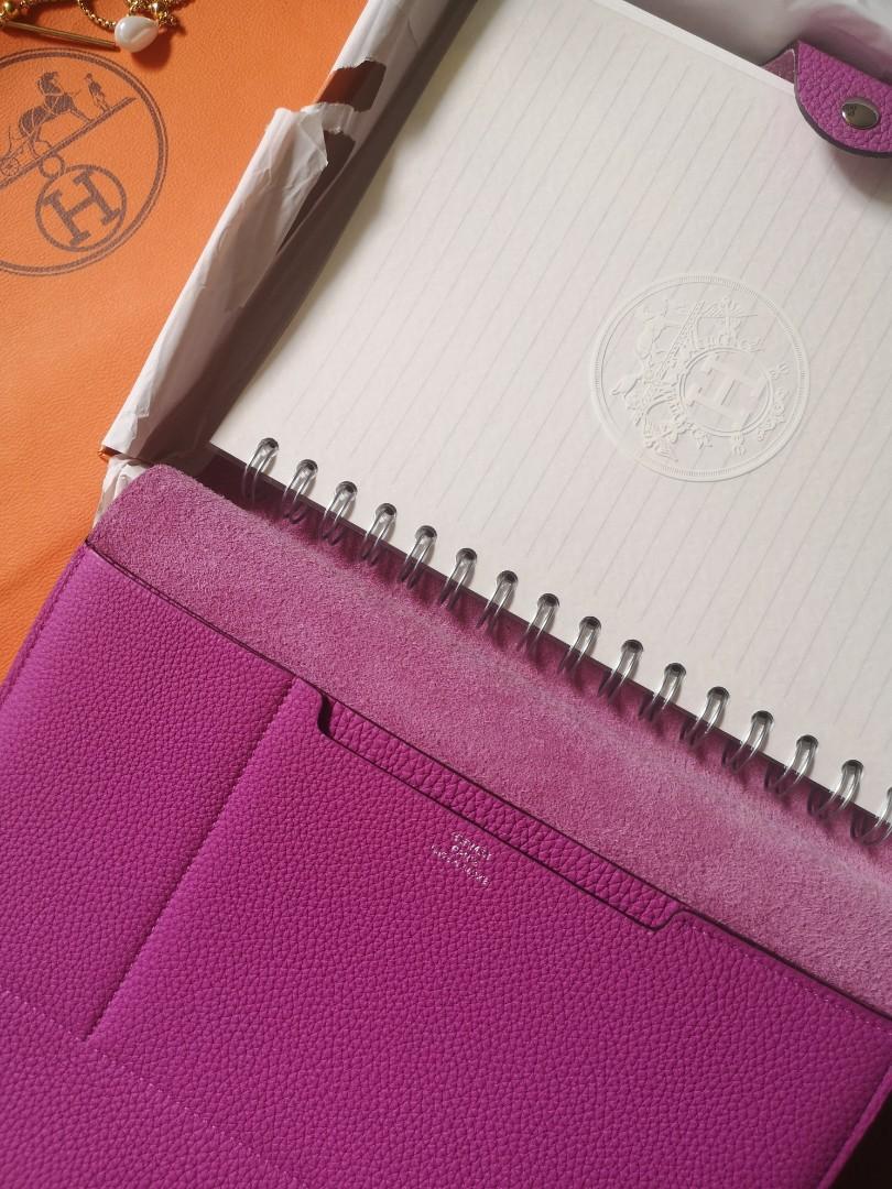 Hermes Pourpre Pink Togo Calfskin ULYSSE NEO MM NoteBook Cover