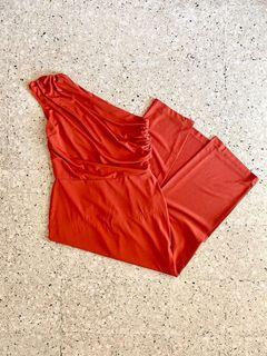 Burnt orange toga maxi dress