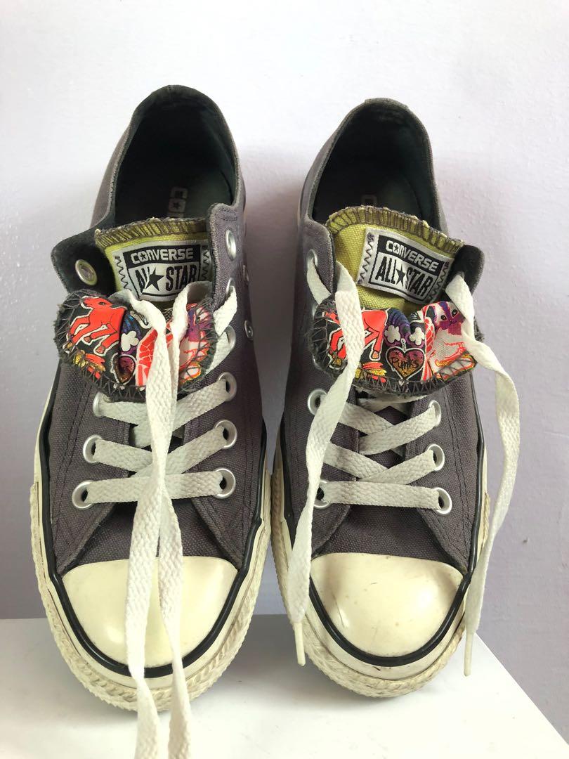 Converse All Star Gray Double Tongue Low Top Sneakers Women s
