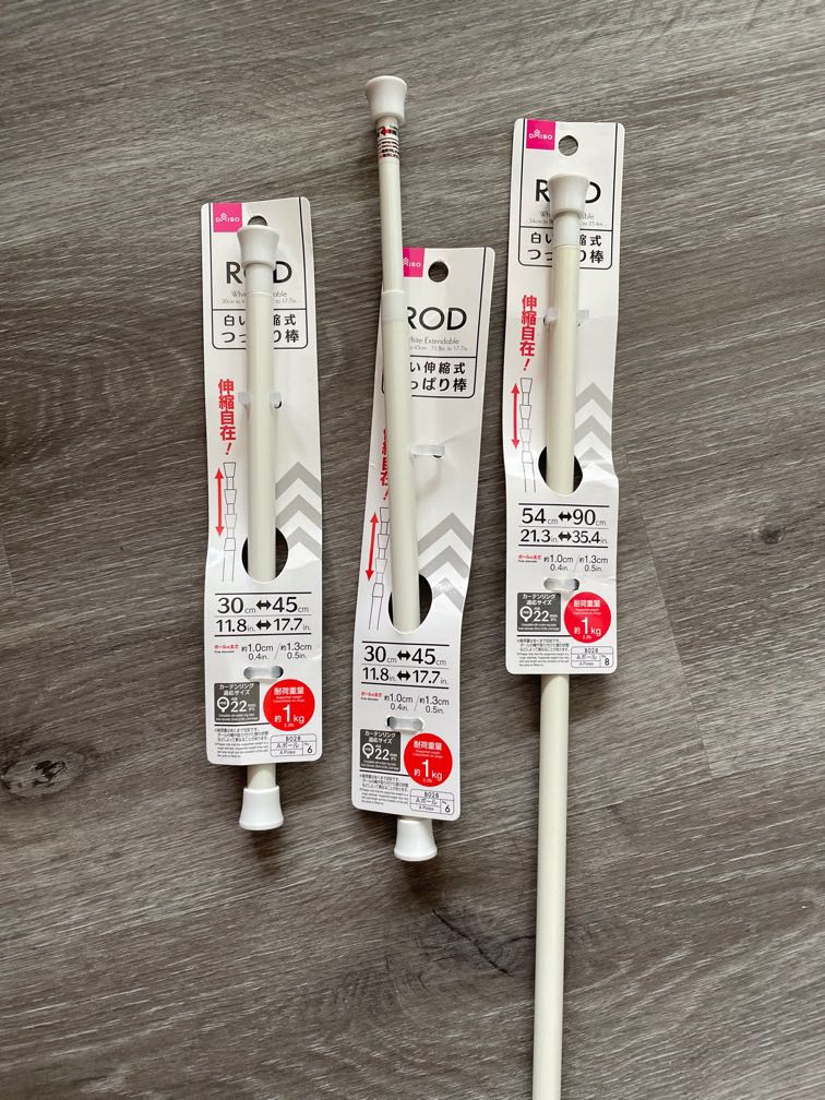 Daiso Curtain hanging white extendable rod, Everything Else on Carousell