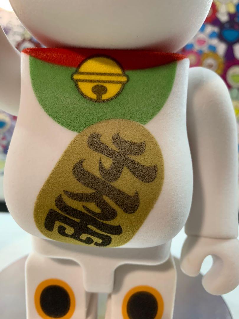 Flocky white fortune lucky cat bearbrick 400, Hobbies & Toys, Toys & Games on Carousell