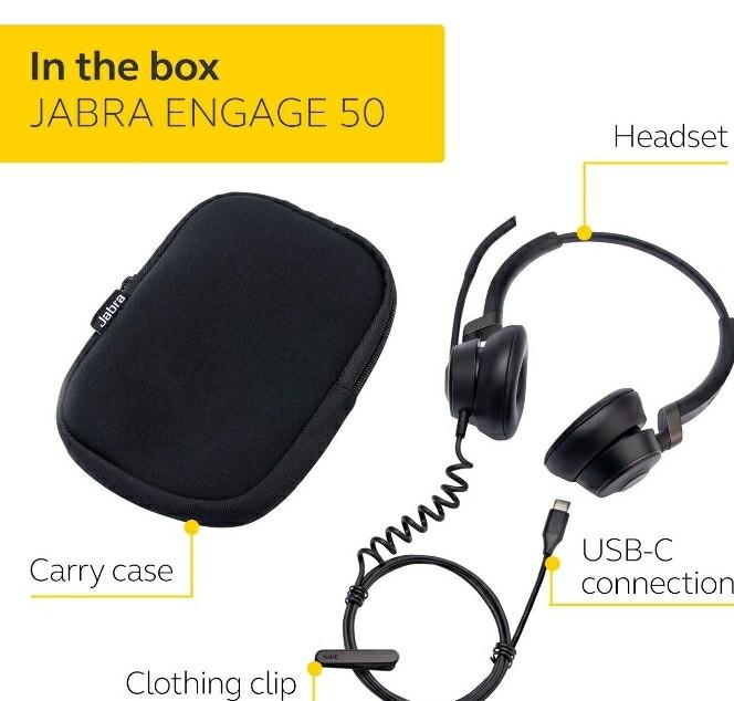 Jabra Engage 50 (Category: Other Audio Equipment) located in Quezon City. Submitted by versa_electronics (Listing ID 1059670210, Image 2). Description: Jabra Engage 50 Wired - USB C Brandnew Free same day delivery within NCR and Rizal areas.