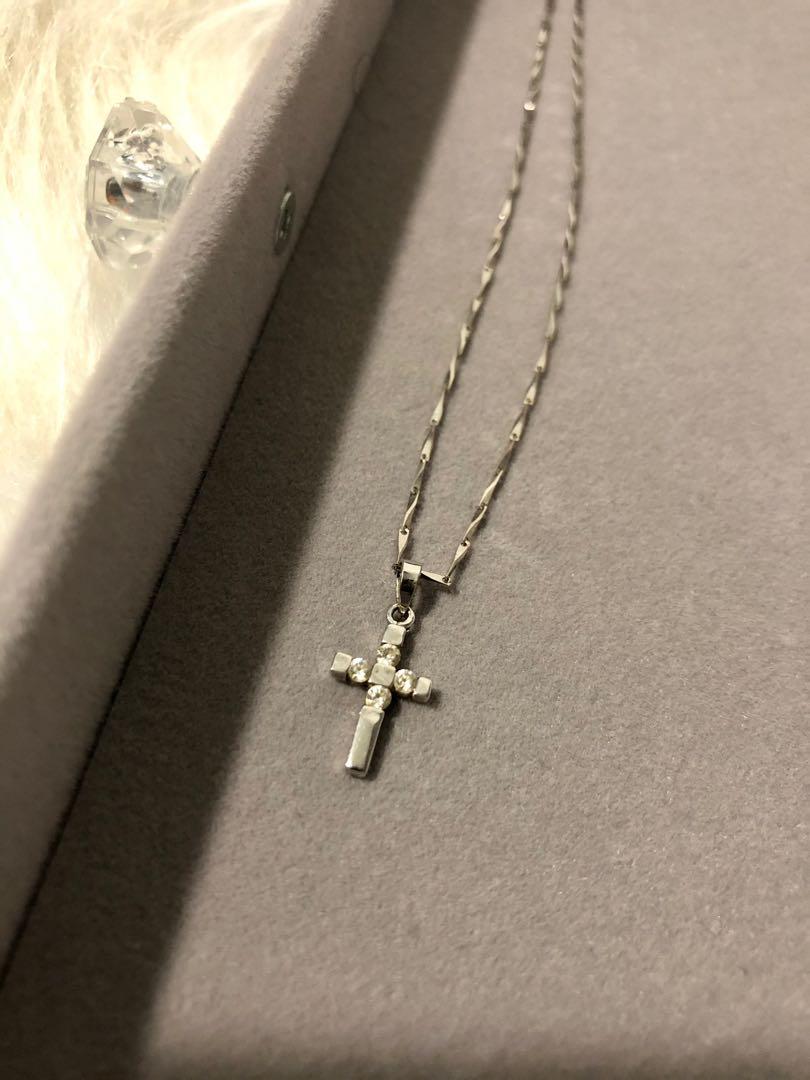 Platinum cross necklace womens deals