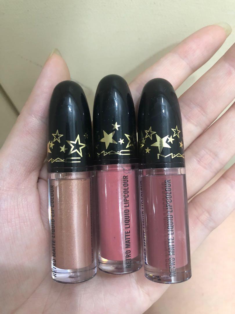 MAC Lucky Star Set (Liquid Lipsticks) (Category: Makeup) located in Quezon City. Submitted by jad__os (Listing ID 1059677742, Image 3). Description: Brand new! Only opened to get the makeup pouch 😊 Retro Matte Liquid Lipsticks (Mini size) Original Price was P1,500 DM for more photos!.