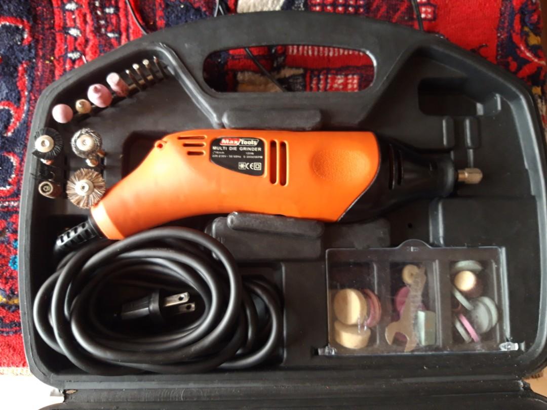 MaxTools Multi Die Grinder (Category: Construction Tools & Equipment) located in Manila. Submitted by arisofcalico (Listing ID 1059688051, Image 2). Description: MaxTools corded multi die grinder (rotary tool) Variable speed Almost new. very rarely used for home hobby. well kept in storage. Comes with hard carry case No issue or defect. Bought new from True Value Alabang Comes with starter accessories RFS: Bought a new Dremel 4000 rotary tool Pay