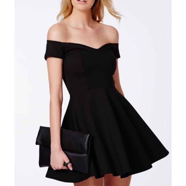 Missguided black off the shoulder dress outlet