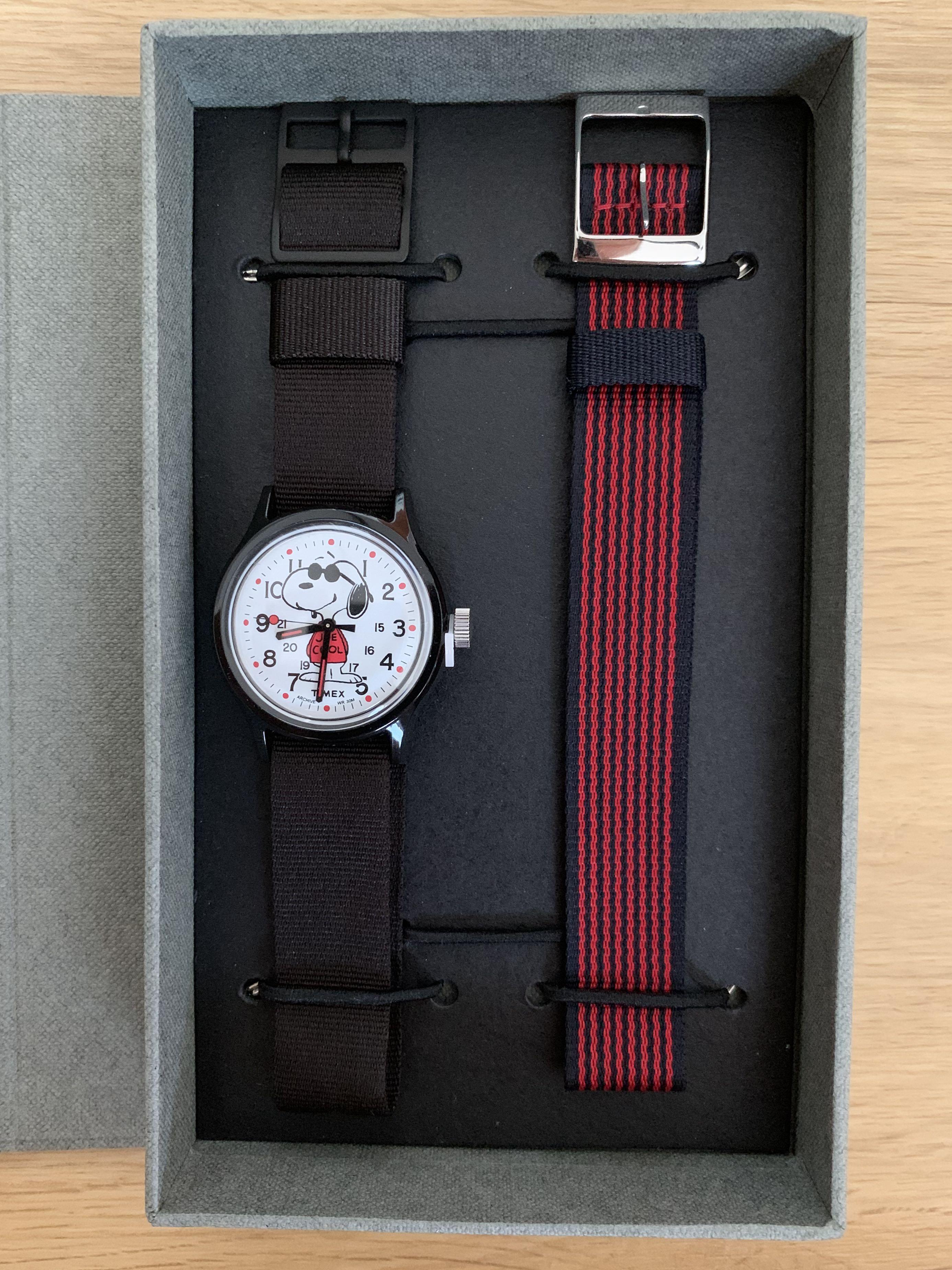 Timex MK1 X Peanuts snoopy 36mm fabric strap watch box set Mobile Phones Gadgets Wearables Smart Watches on Carousell