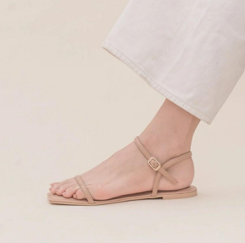 Nude color flats sandals with strap Women s Fashion Footwear