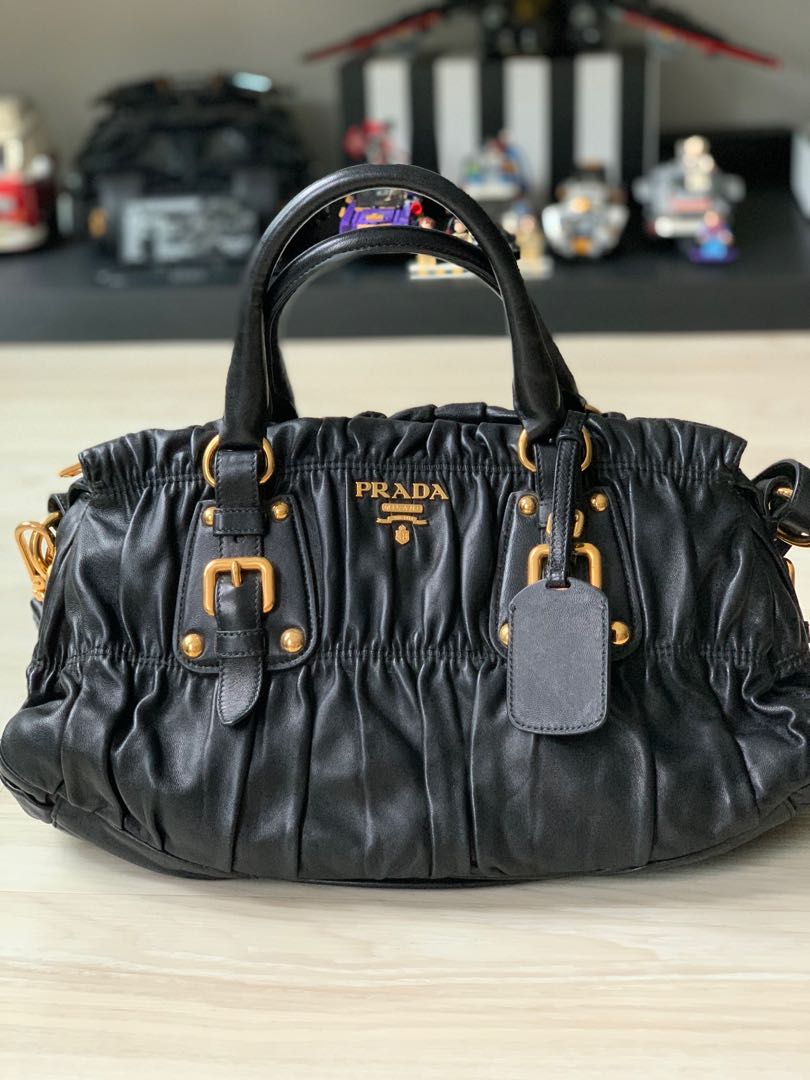 Prada top lambskin handbag