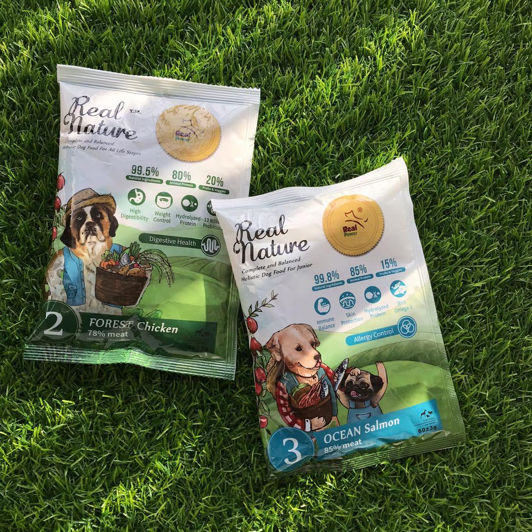 SAMPLE - Real Nature Dog Food, Chicken and Salmon, Pet Supplies, Pet Food on Carousell