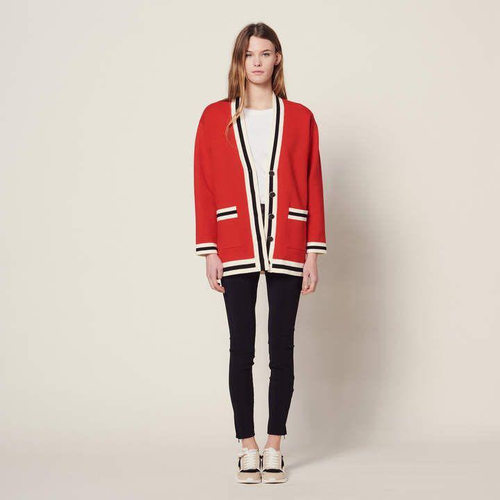 SANDRO PARIS Long Cardigan With Printed Lining