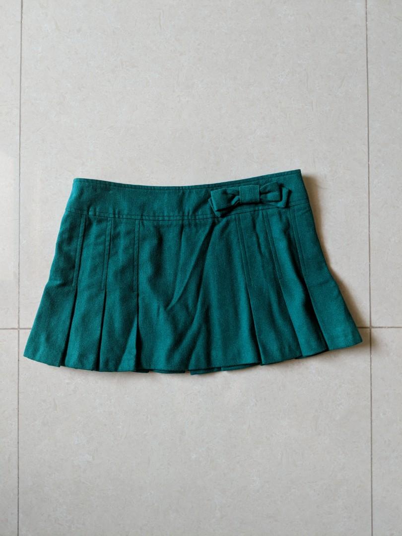 Green pleated skirt topshop hot sale