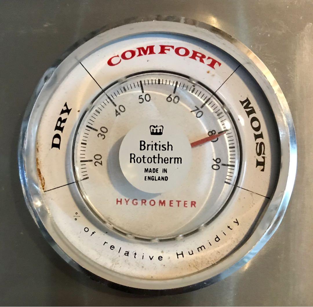 Vintage British Rototherm Tripple Dial Thermometer, Barometer