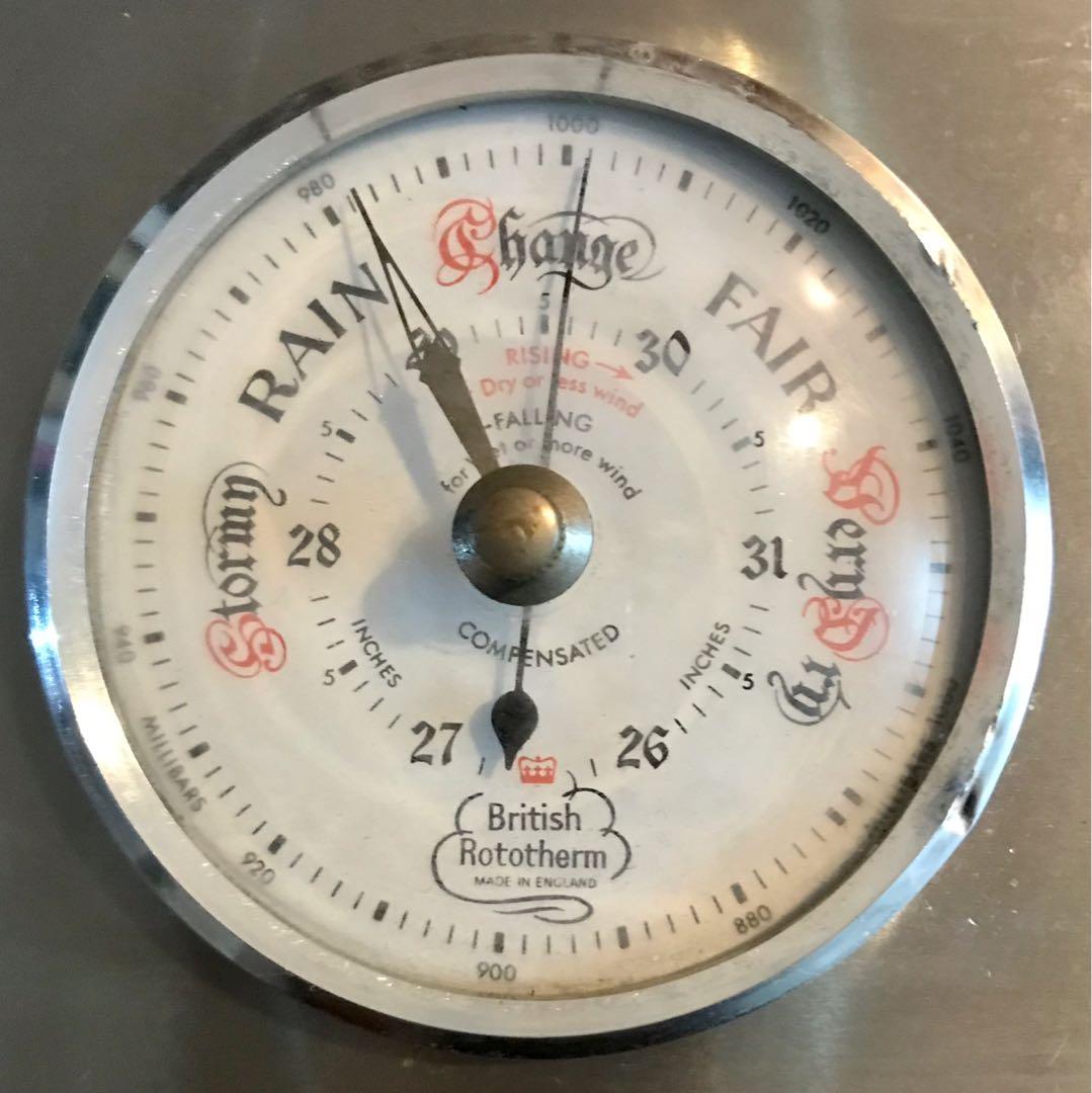 Vintage British Rototherm Tripple Dial Thermometer, Barometer