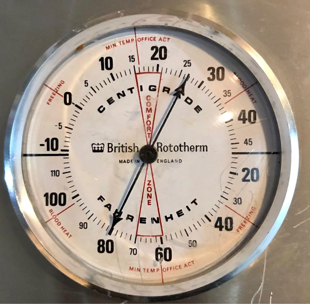 Vintage British Rototherm Tripple Dial Thermometer, Barometer