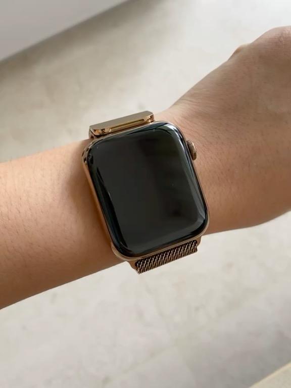 Apple watch series 4 gold stainless discount steel case with gold milanese loop