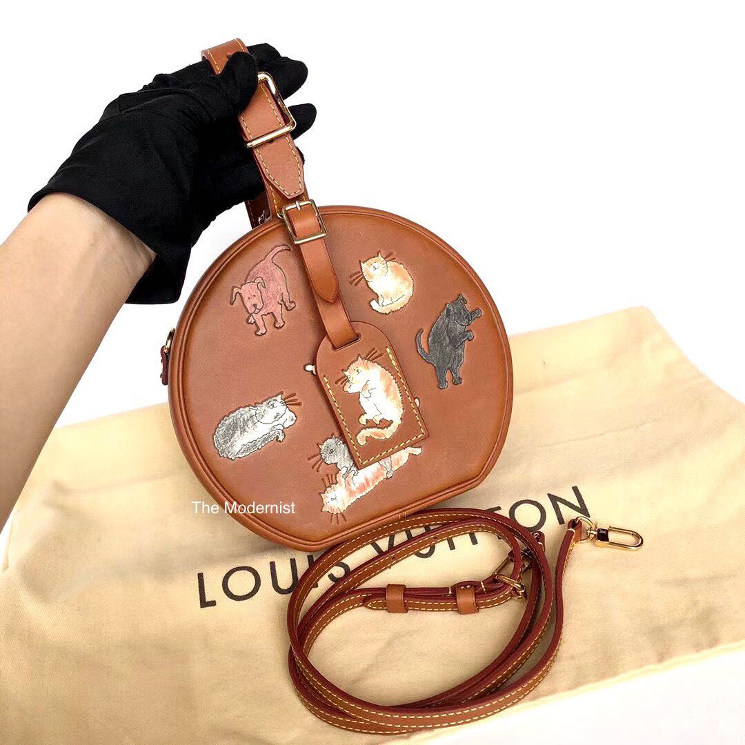 Louis Vuitton Brown Leather Grace Coddington Catogram Petite Boîte Chapeau by Ann's Fabulous Finds