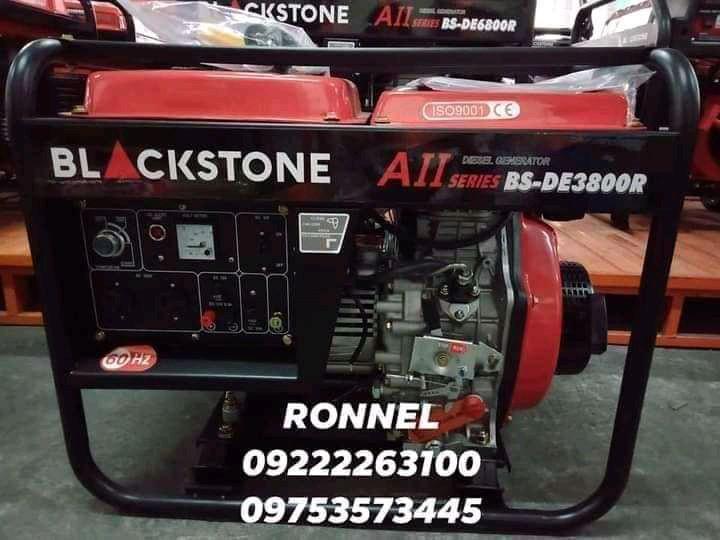 BLACKSTONE JAPAN TECHNOLOGY DIESEL GENERATOR 7HP (Category: Looking For) located in Valenzuela. Submitted by ronnelpowertools (Listing ID 1053656001, Image 1). Description: Price - 35k DR. BLACKSTONE JAPAN TECHNOLOGY DIESEL GENERATOR 7HP OPEN TYPE 2 in 1 Electric Start & Manual Model: BS - DE3800R Voltage: 220v Frequency: 60Hz Dimension: 70x50x58cm -100% Copper Winding -High Quality Electrical Performance -Proven and Tested Generator -Fuel Saving