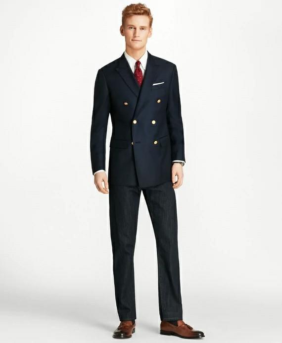 Brooks Brothers Navy Double Breasted Blazer Milano Fit