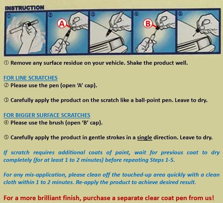 Automotive touchup pen . New car paint colours are now available see