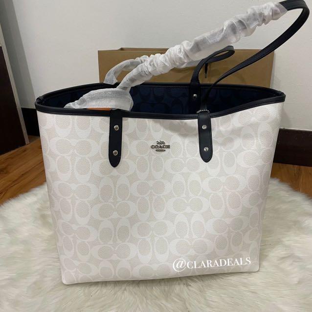 Coach reversible tote deals white