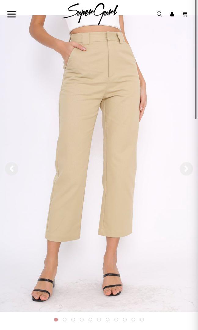 Khaki straight leg pants clearance