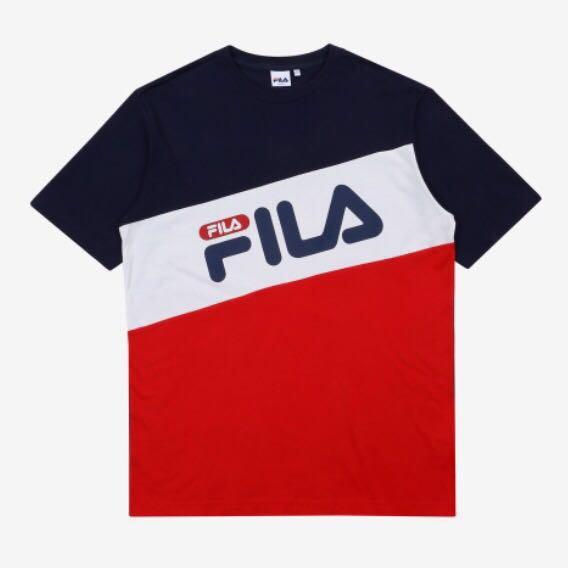 Red white and blue fila shirt sale