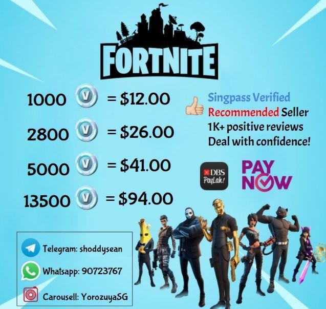 Fortnite V Bucks Reload For All Platform Pc Andriod Ios Xbox Ps4 Switch Toys Games Video Gaming In Game Products On Carousell