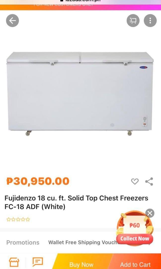 Fujidenzo 18 Cu Ft Solid Top Chest Freezers Fc 18 Adf White Tv Home Appliances Kitchen Appliances Refrigerators And Freezers On Carousell