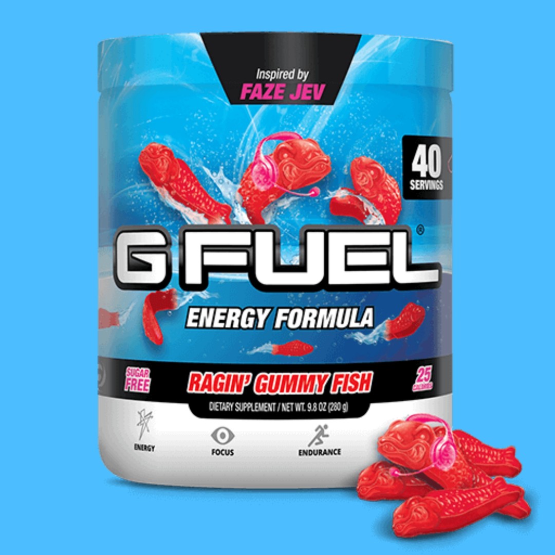 Gfuel Tub Ragin’ Gummy Fish 40 Servings, Health & Nutrition, Health