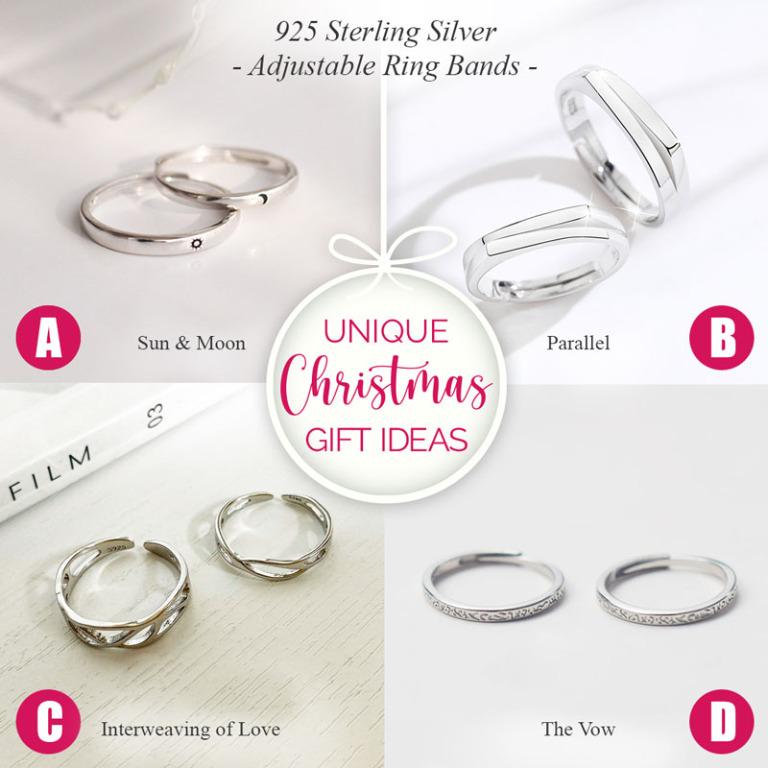 Genuine 925 sterling silver Adjustable Couple Rings Matching rings Promise rings for couple Anniversary gift Christmas gift