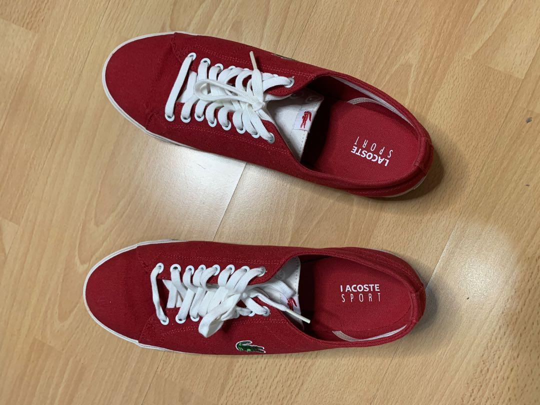 Lacoste Men s Marcel MB Trainers Red Canvas
