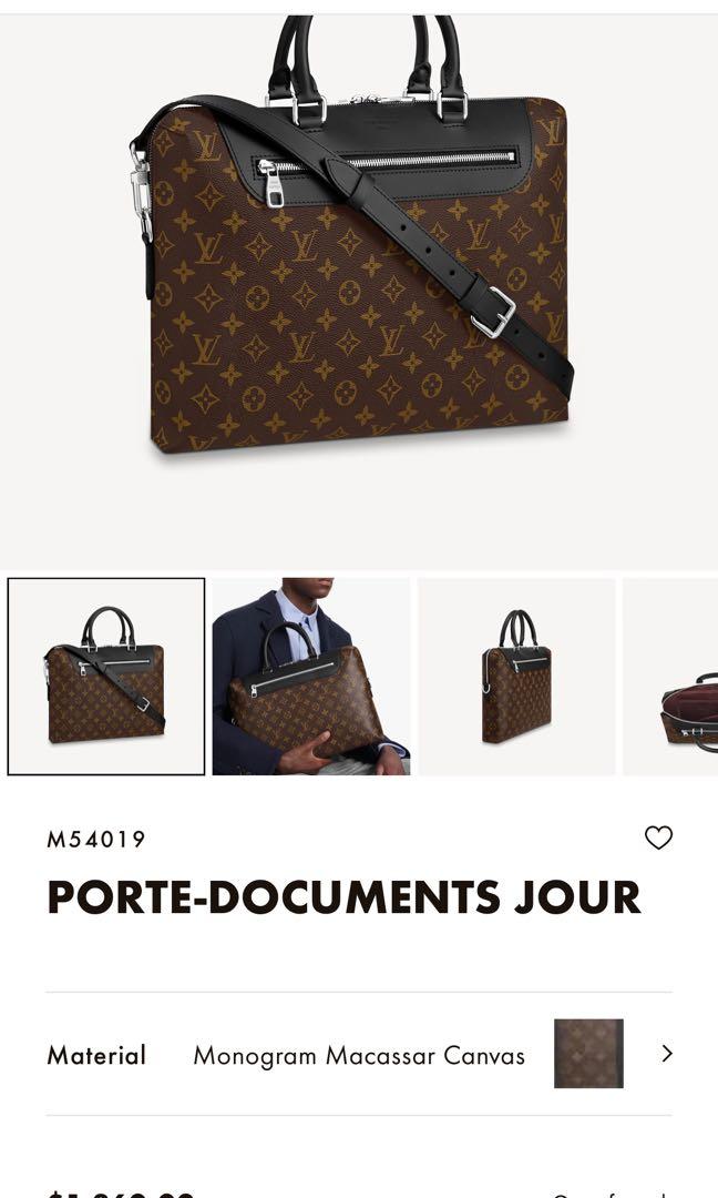 Louis Vuitton Porte-Documents Jour Monogram Macassar, Men's Fashion, Bags,  Belt bags, Clutches and Pouches on Carousell