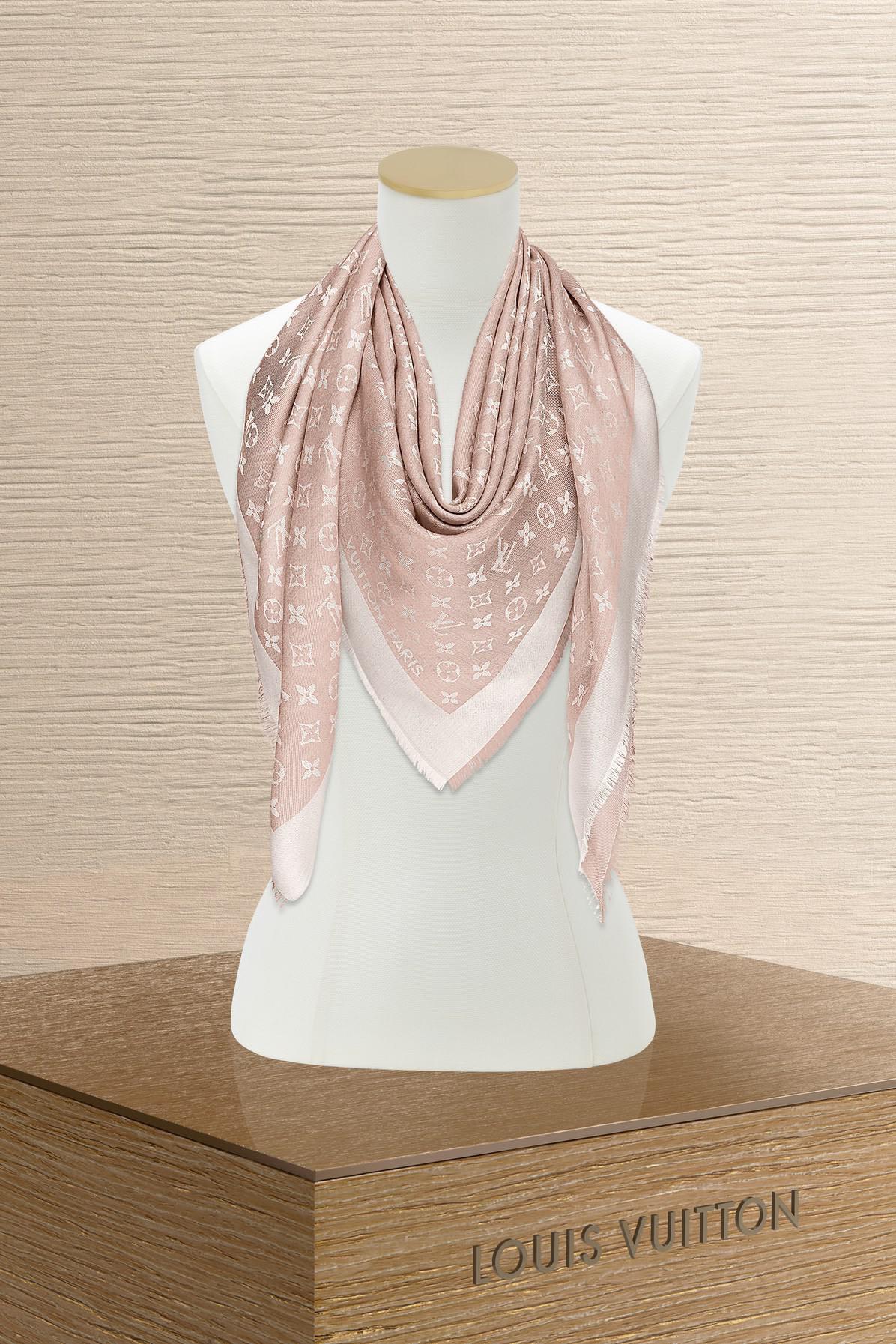 Louis Vuitton Monogram Denim Silk Shawl - Pink Scarves and Shawls,  Accessories - LOU786219