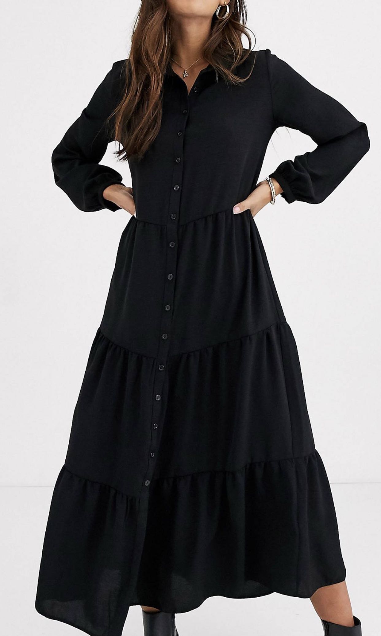 New look maxi shirt dress in black store