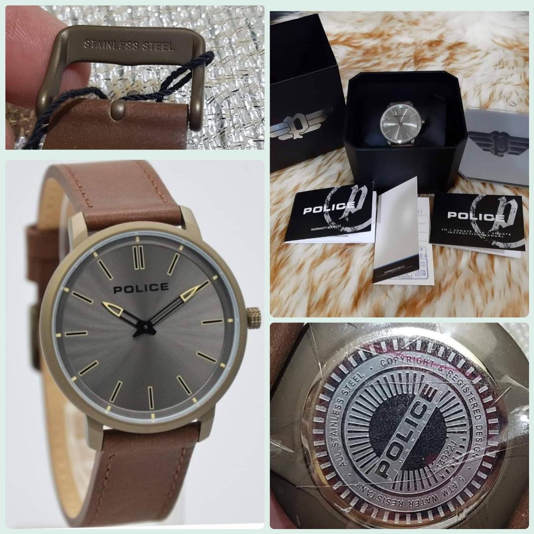 Police watch store genuine leather