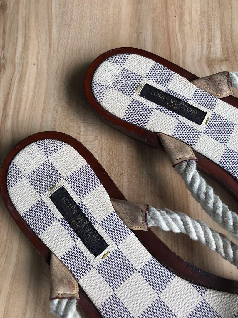 Louis Vuitton Damier Azur Canvas Thong Sandals Size 6.5/37 - Yoogi's Closet