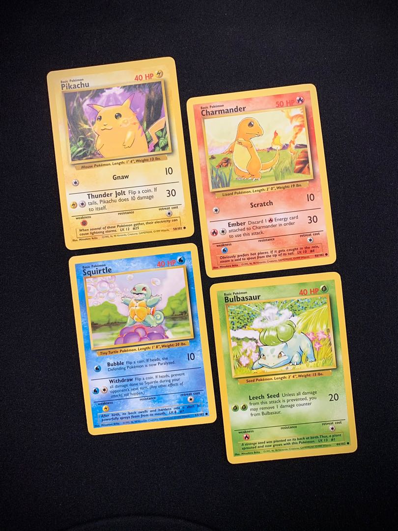Rare Pokémon Cards Charmander Bulbasaur Squirtle 3 Pack OG Starters Base Set 