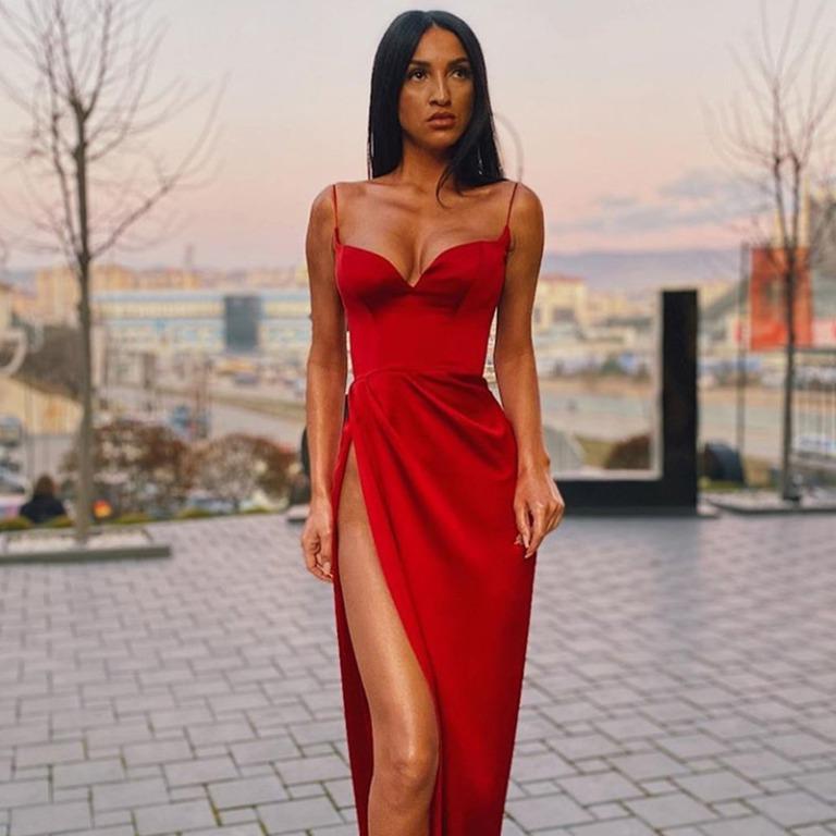 Red and black dress for party sale