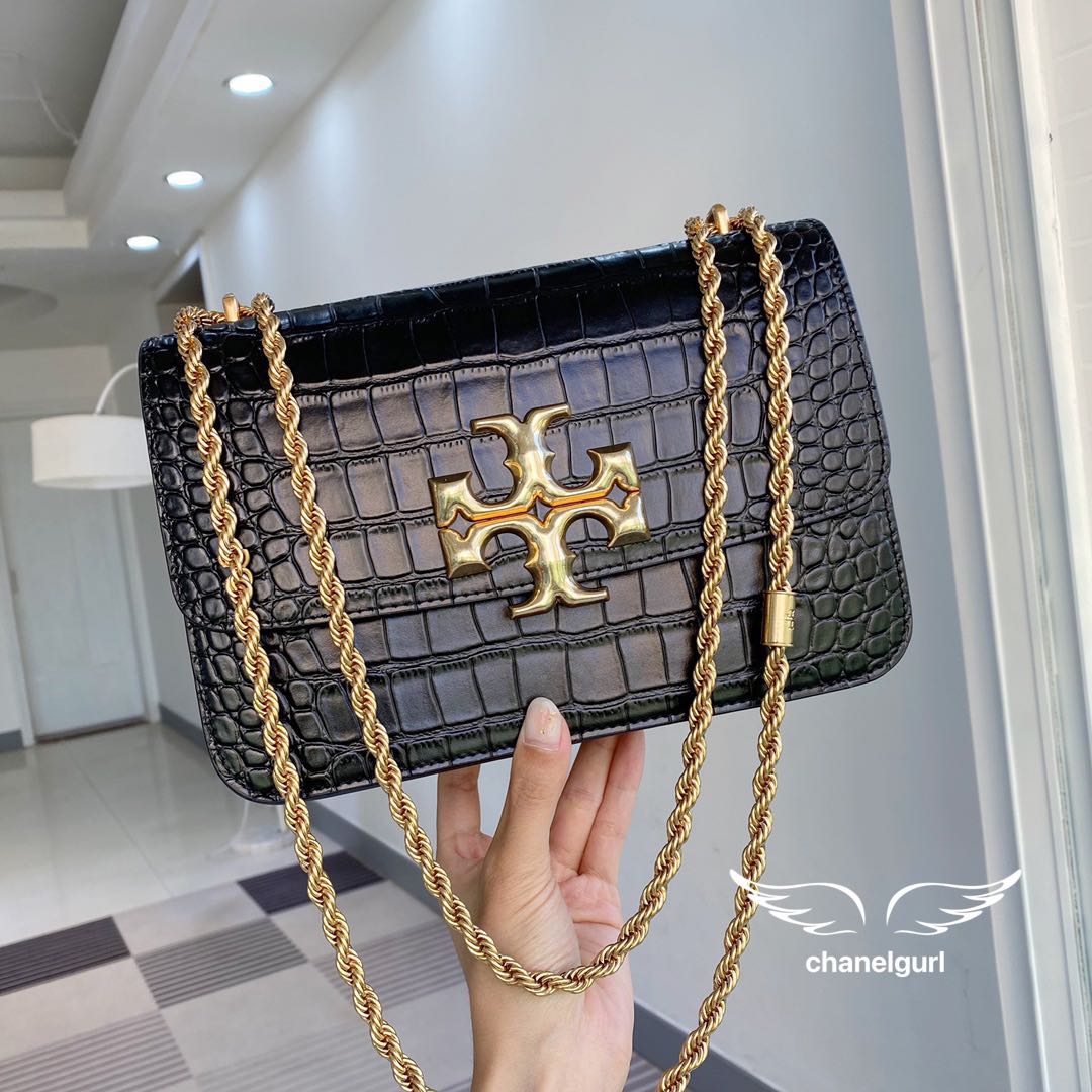 Tory Burch Eleanor Croc Embossed Chain Bag Black, Women's Fashion, Bags &  Wallets, Purses & Pouches on Carousell