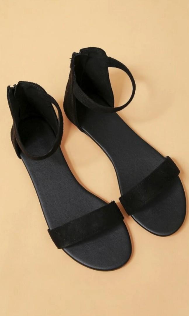 Two Part Ankle Strap Flat Sandals