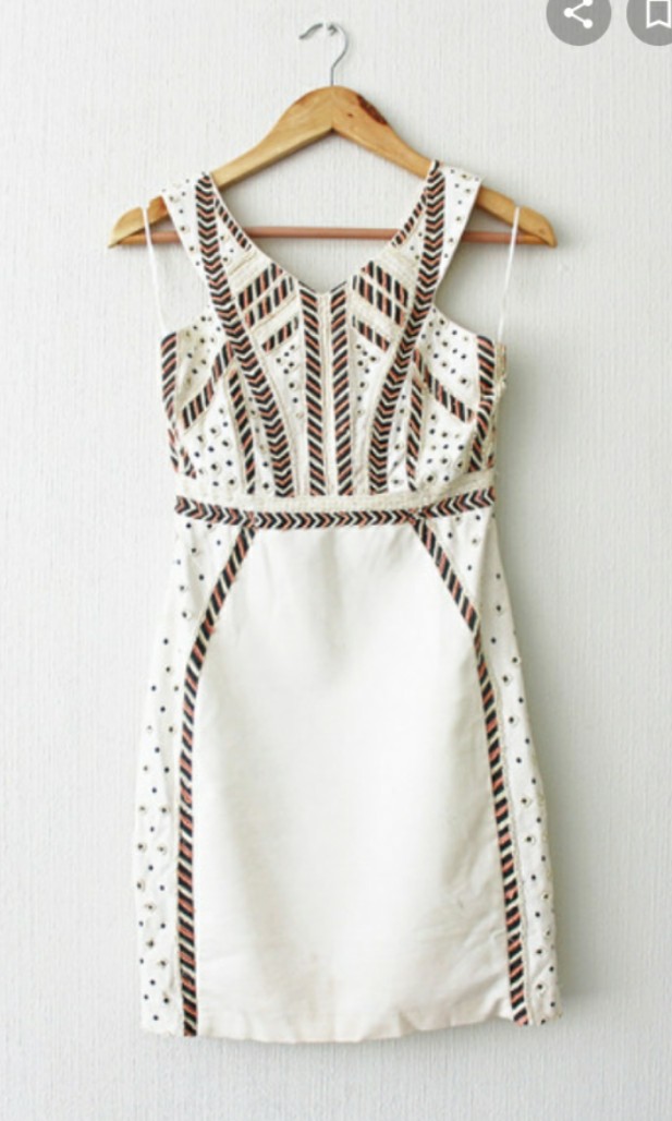 Zara trafaluc aztec beaded white dress Women s Fashion Tops Sleeveless on Carousell