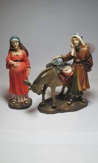 4pc Unique Holy Family (Pregnant Mary w/ Joseph) Resin Figures
