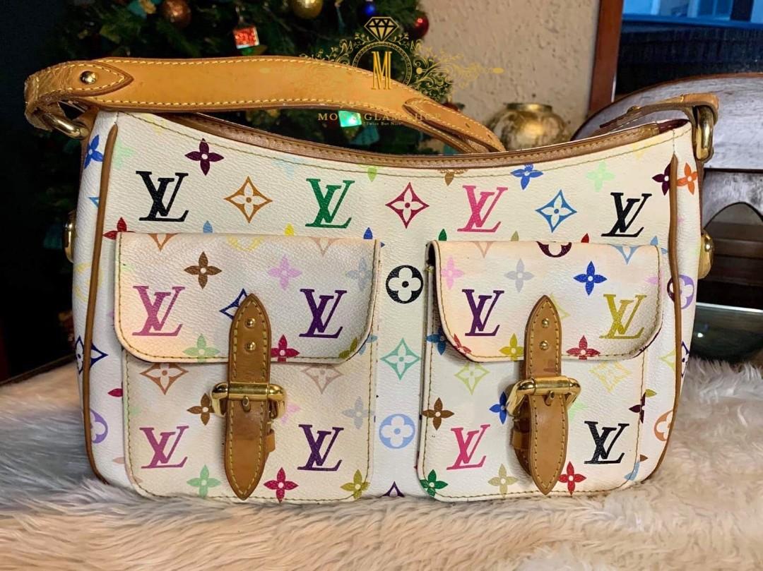 Sac bandoulière Louis Vuitton monogramme multicolore Lodge PM M40053 blanc