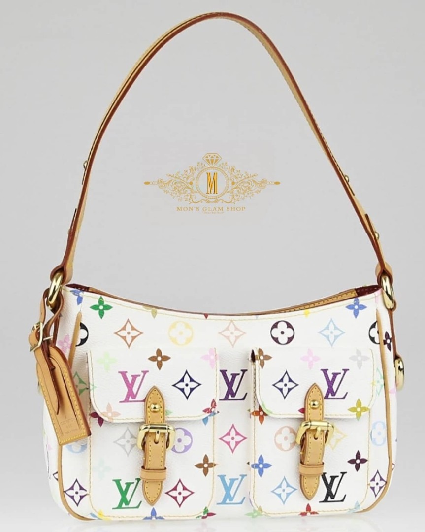Sac bandoulière Louis Vuitton monogramme multicolore Lodge PM M40053 blanc