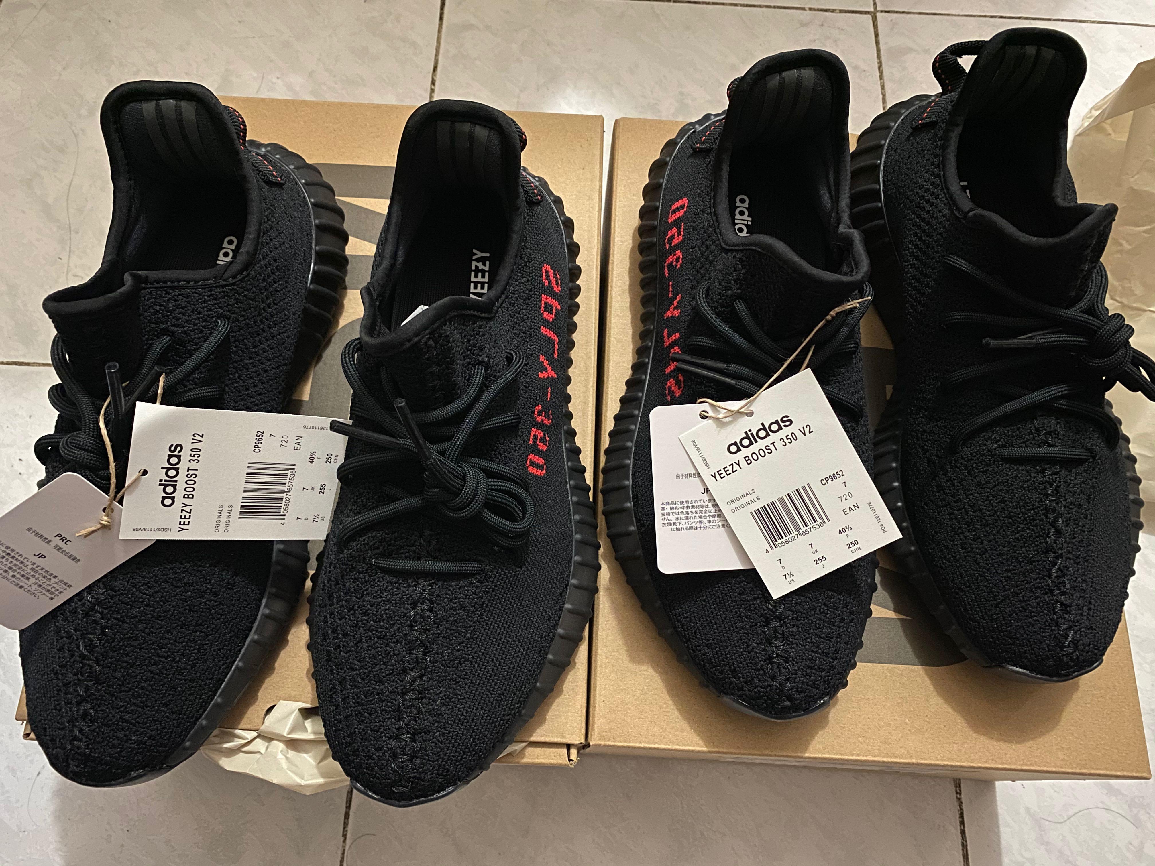 Adidas Yeezy Boost 350 V2 cp9652 core black red uk7, 男裝, 鞋